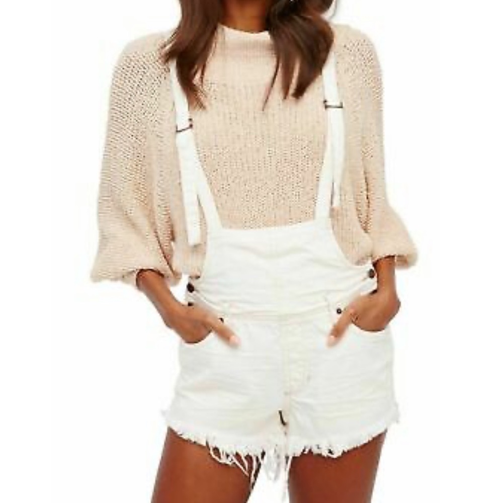 Free people white overall shorts